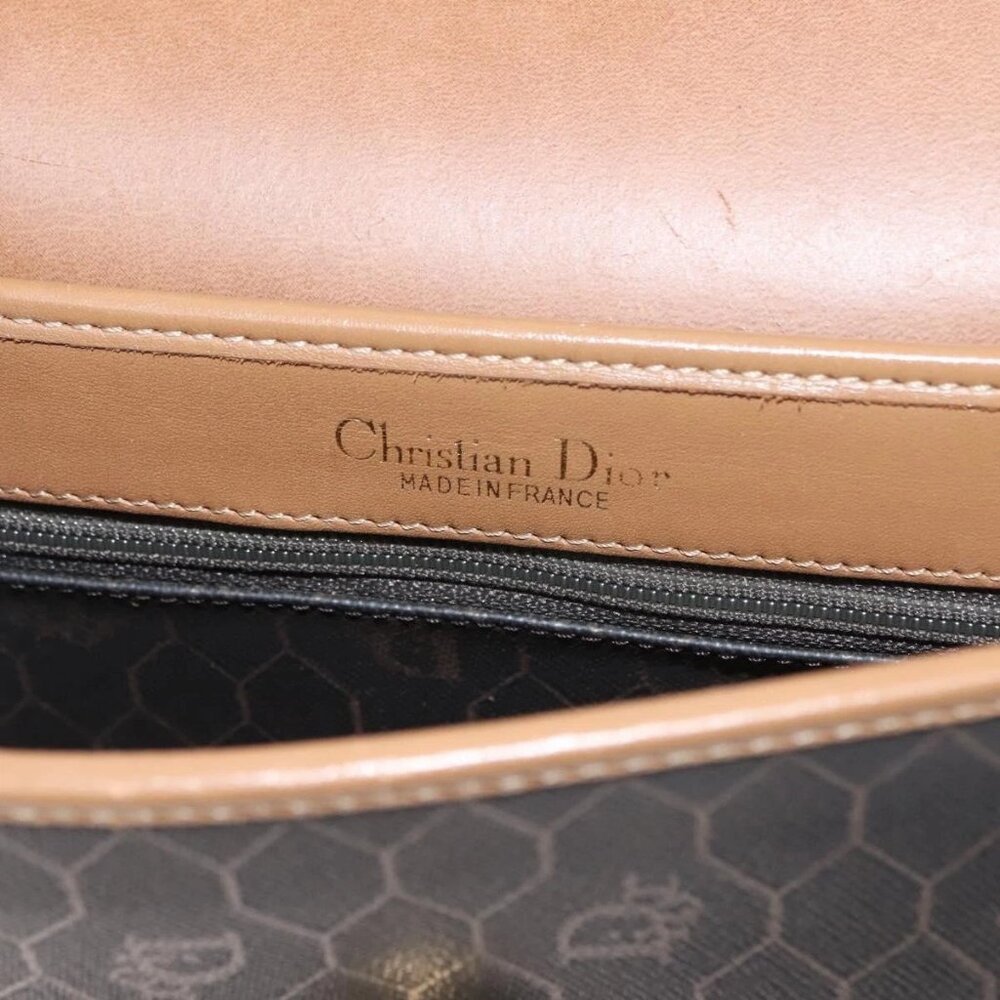 Christian Dior Honeycomb Canvas Shoulder Bag PVC Black Gold Auth BA7309 - Picture 11 of 16
